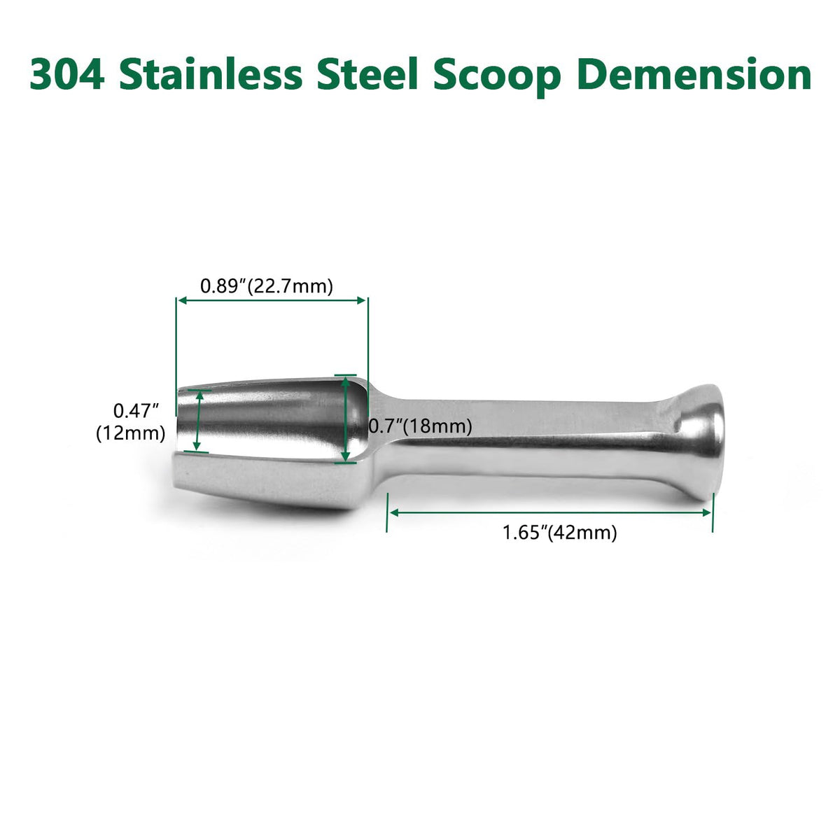 Mini SS304 stainless steel scoop with tamp tool,0.25 gram 2.56 inch capacity spoon for multi-purpose use sugar salt powder spices dishwashers safe for kitchen Laboratory
