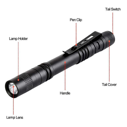 enjoydeal 5PCS Pen Light Flashlight Ultra Slim Portable LED 1000LM Pocket Penlight Torch with Clip Powered by 2 x AAA Battery (not Include)