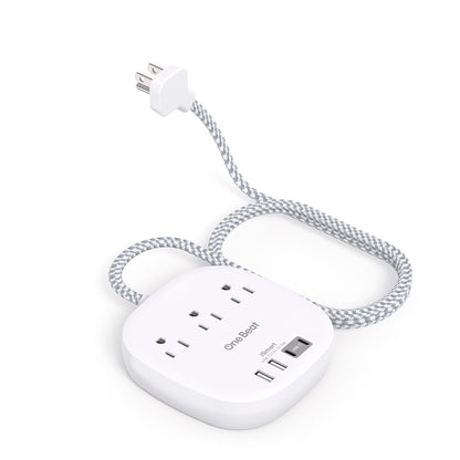 Flat Plug Power Strip, 6ft Ultra Flat Extension Cord - 3 Outlets 4 USB Ports (2 USB C) 22.5W/4.5A Desktop Charging Station, Power Strip No Surge Protection for Cruise Ship, Dorm Room Travel Essentials