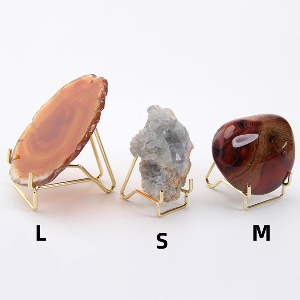 FytStycale Mineral Display Stand Geode Rack Metal Crystal Holder Shelf Suitable for Home Office Showroom Ornament, L