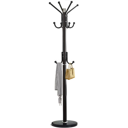 Kertnic Modern Coat Rack Freestanding with Natural Marble Base & Sturdy Metal Frame, 11 Hooks Hall Tree for Jackets, Hats, Bags, Entryway Organizer for Bedroom, Living Room, Closet (11 hooks-Black)