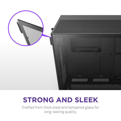 NZXT H5 Flow - Compact ATX Mid-Tower PC Gaming Case - High Airflow - 2 x 120mm Fans Included - 360mm Front & 240mm Top Radiator Support - Cable Management System - Tempered Glass - Black