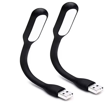 Mini Flexible Light, Portable USB Led Reading Night Lamp for PC Laptop Computer Notebook Power Bank - 2 Pack (Black)