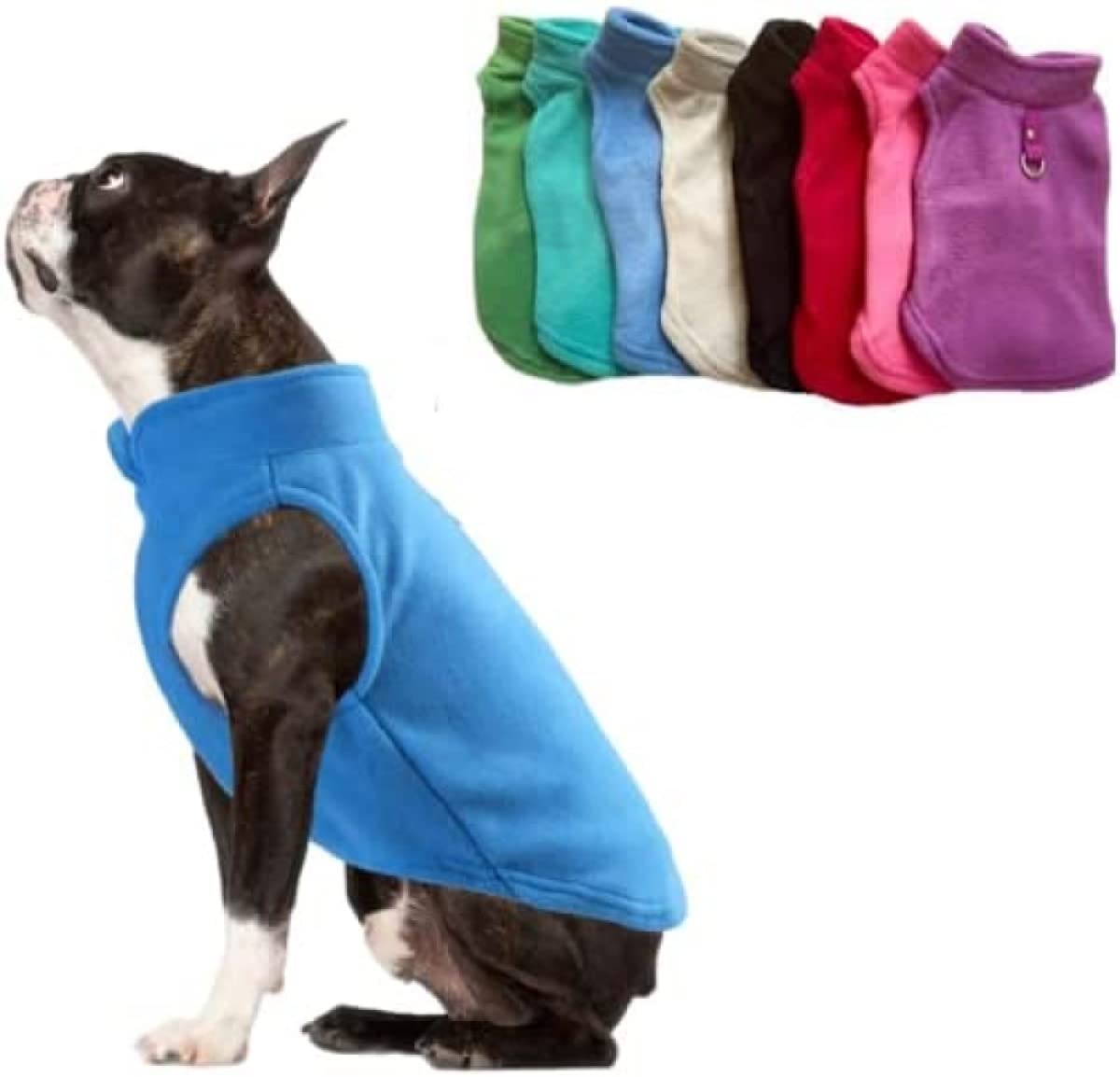 JACKO & CO - Fleece Vest Sweater with Leash Ring - Soft Lightweight Breathable for Puppies Small Medium Dogs, Kitten, Cats, Chihuahua - Warm for Fall/Autumn/Winter (Blue, XL (17-25lbs))