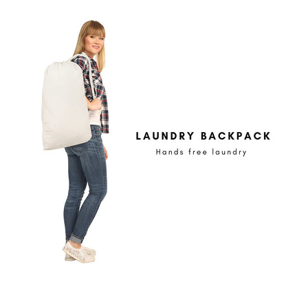 Sweet Needle 2 Pack Premium Canvas Laundry Bag with Shoulder Strap, 75x56 CM 40L - 100% Cotton, Fabric Weave Durable, Drawstring with Cord-Lock, Machine Washable Laundry Liner for Laundry Hampers