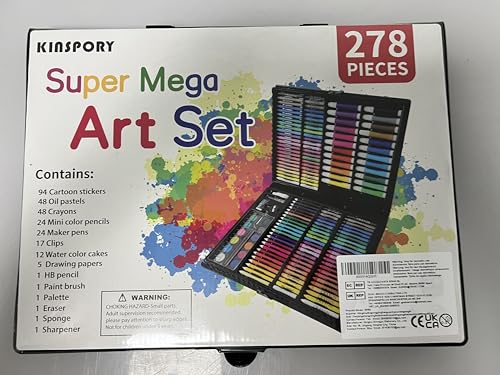 KINSPORY 278 PCS Art Set for Kids, Deluxe Coloring Drawing Art Supplies Case Gift for Teens Boys Girls 4 5 6 7 8 9 10 11 12