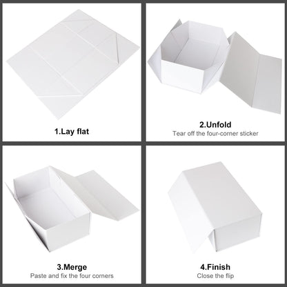 Gift Boxe 12" x 6" x 4" with Magnetic Closure Lid Gift Boxes for Presents,Bridesmaid Gifts Box,Cute Box,Birthday Gift box,Luxury for Gift Packaging, Magnetic Gift Box for Wrapping Gifts (White/5PCS)