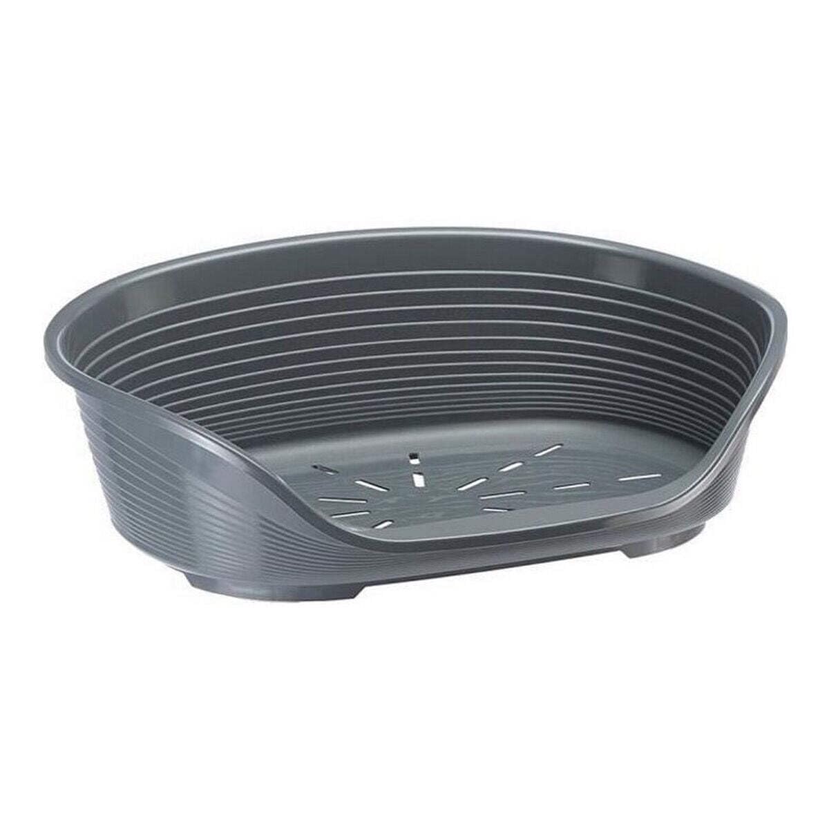 Ferplast Cat Bed, Plastic Dog Bed Large, Ventilation Holes and Non-Slip Rubber Feet for Added Stability 93,5 x 68 x h. 28,5 cm. Dark Grey