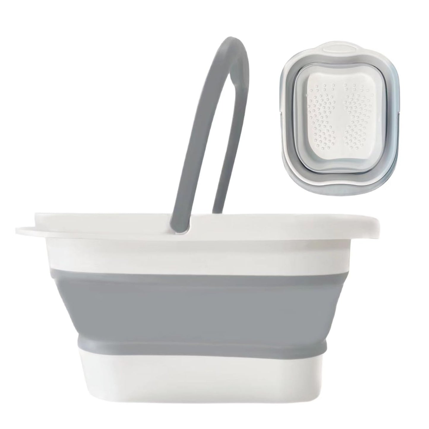 Collapsible Foot Spa Bath Massager for Dry Cracked Feet, Feet Soaking Tub with Massage Acupoint, Pedicure Foot Soak Basin Plastic Bucket with Handle(Green)