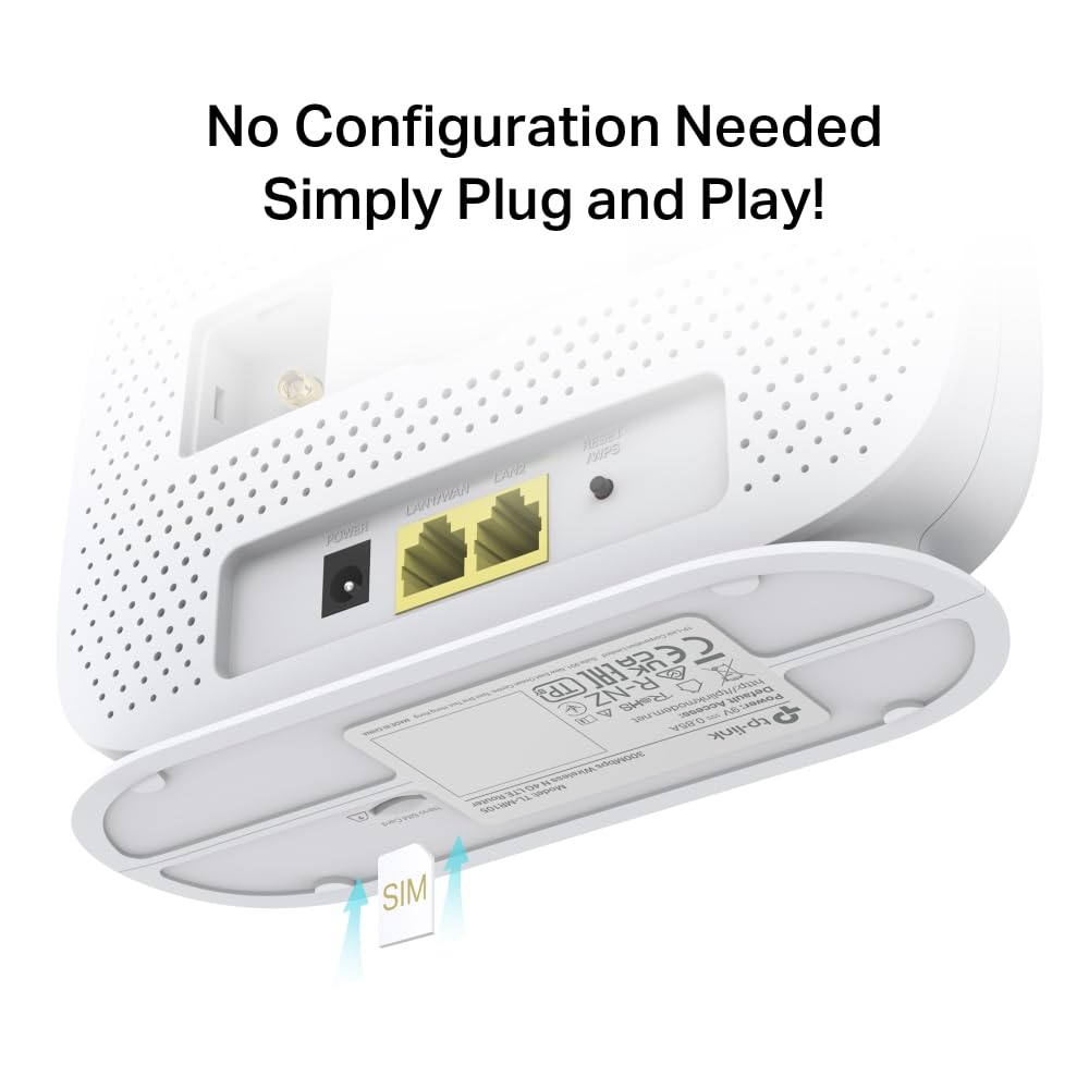 TP-Link TL-MR105 WiFi 4G Router with Free SIM Card, N300Mbps Wireless 4G Cat4 LTE Network, Ethernet Port, Mobile WiFi Router, External Antenna Ports, Plug & Play