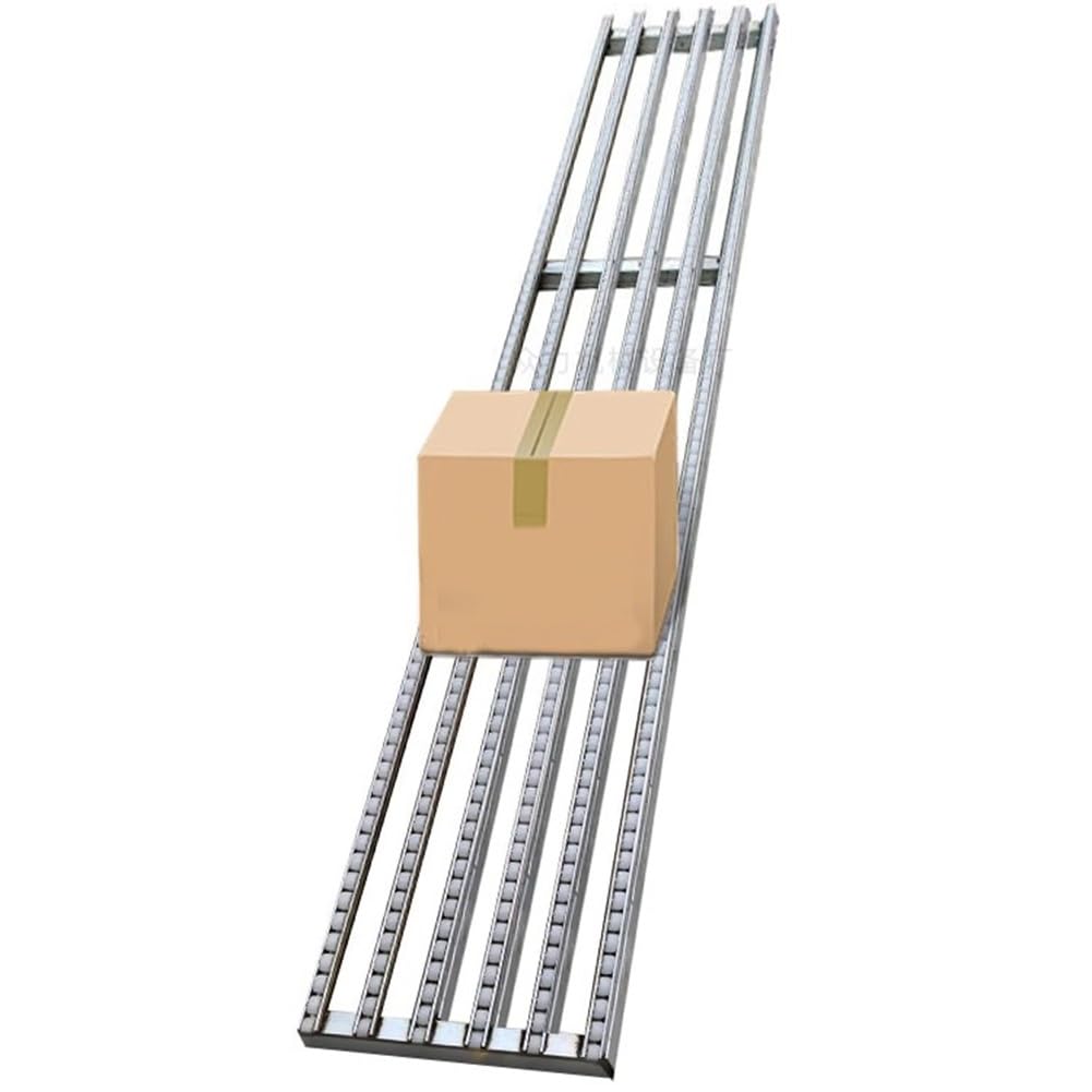GZHENMZ Roller Stand Light-Duty Gravitys Conveyor, Splicable Roller Conveyor Slides, Portable ABS Plastic Roller, Transport Box Line Unloading Pulley(Silver-(W) 50cm,(L) 250cm)