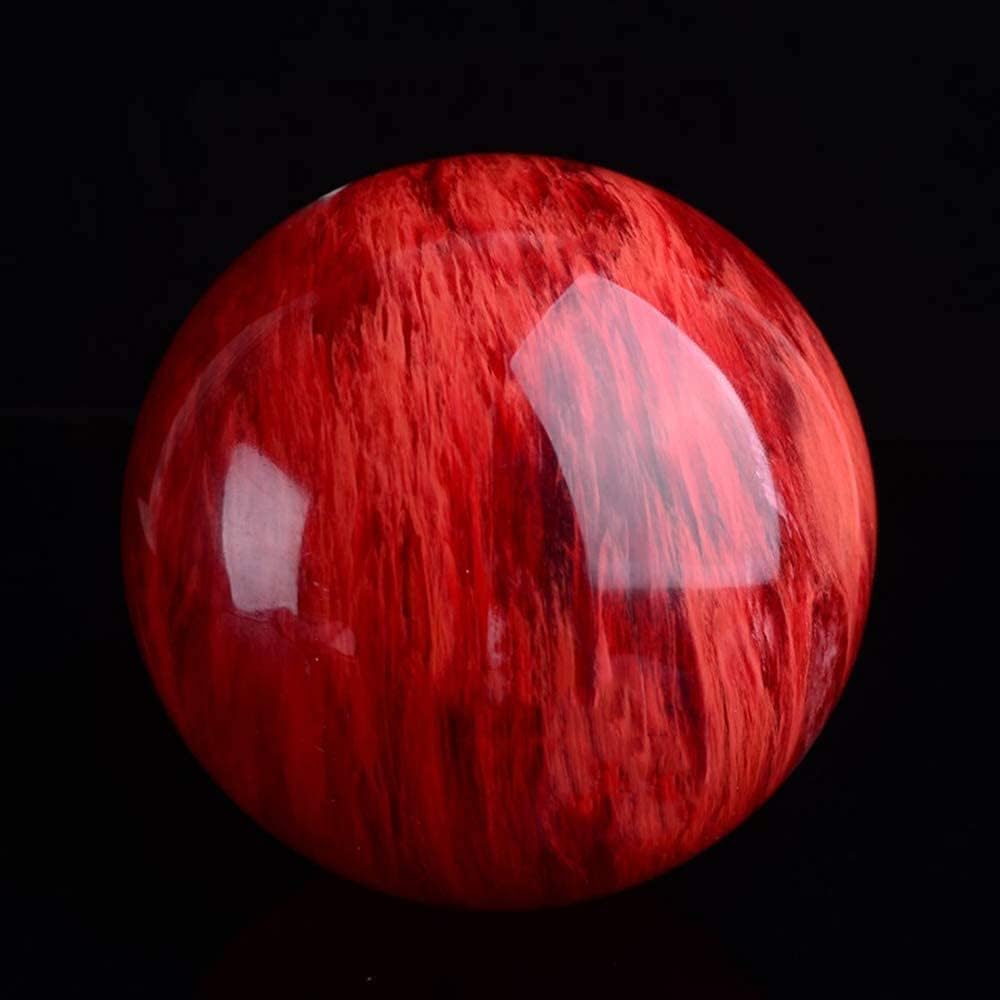 GYKLE 4 Inch Red Crystal Ball with Stand, Large Natural Crystal Ruby Sphere