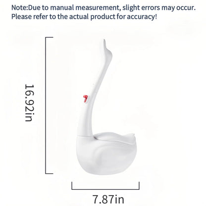White Swan-Shaped Disposable Toilet Brush,Toilet Bowl Brush and Holder with Cleaner Refill Pads, Brush Toilet Wand Starter Kit,1 Wand + 30 Refills(Flushable) + 1 Stand