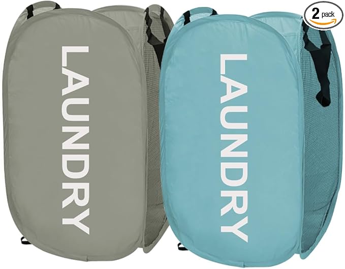 Larpur Pop Up Laundry Baskets, 2 Pack Mesh Laundry Hampers Collapsible Clothes