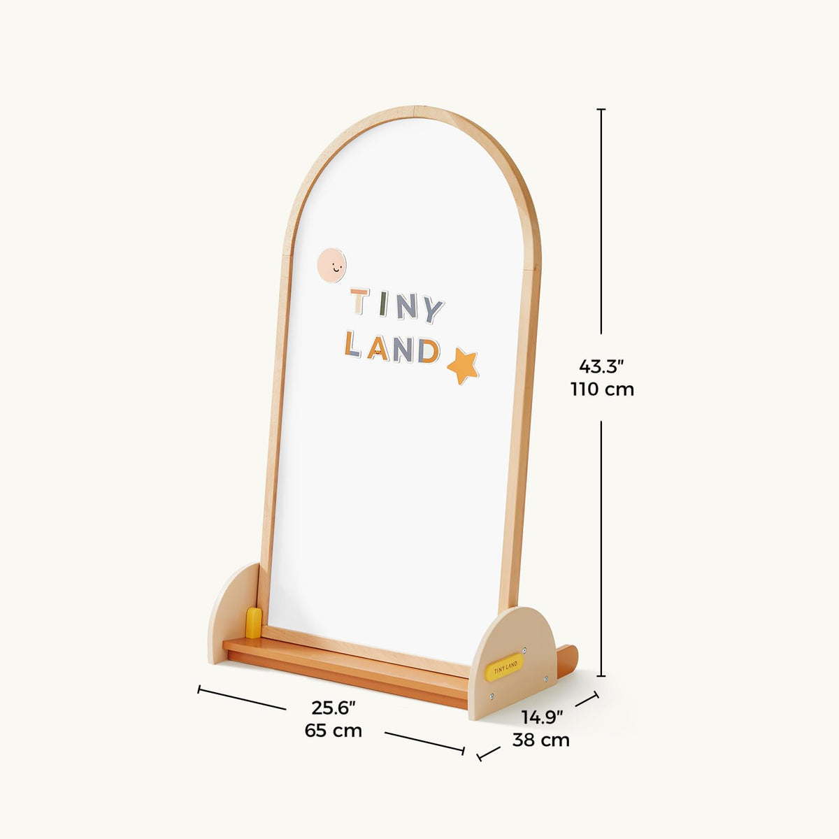 Tiny Land Kids Easel – Large 22"x40.5" Writing Area Double-Sided Magnetic Chalkboard & Whiteboard, Wooden Arch Drawing Board with Stand, Toddler Art Easel with Letters & Animal Magnets