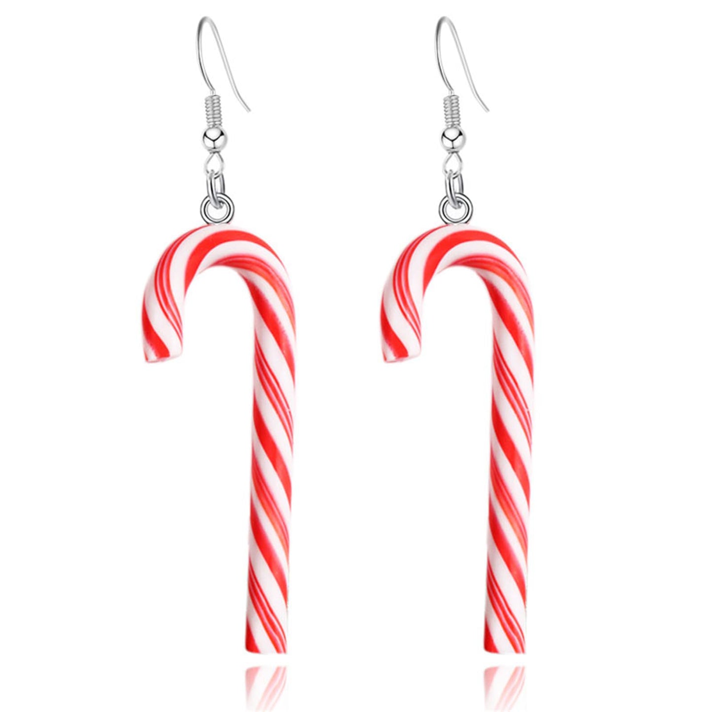 Christmas Earrings for Women Cute Gingerbread Man Elf Fawn Charm Earrings Acrylic Fashion Christmas Tree Cat Dinosaur Funny Earrings Xmas Party Favors Decor Accessories (Red Candy Cane)