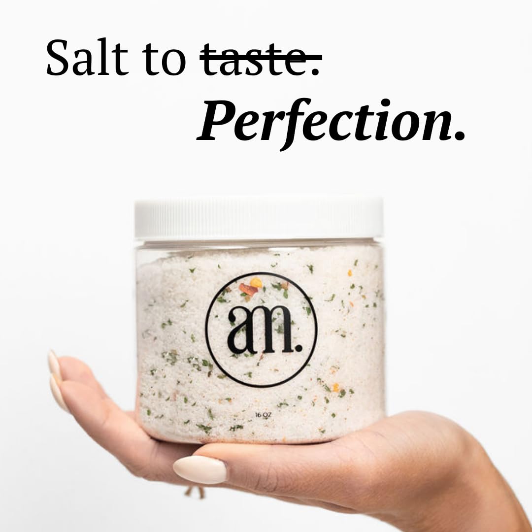 AM SIGNATURE SALT | Universal Cooking Signature Salt | All-Natural Seasoned Salt Blend of Gourmet Flake Kosher Salt, Herbs, Spices | Created by Chef Marco and Aubrey Niccoli (10.5 Ounce)