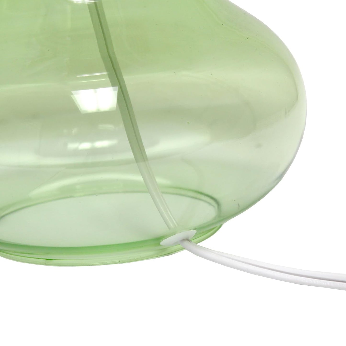 Simple Designs LT2063-GRW Glass Raindrop Table Lamp with Fabric Shade, Green with White Shade