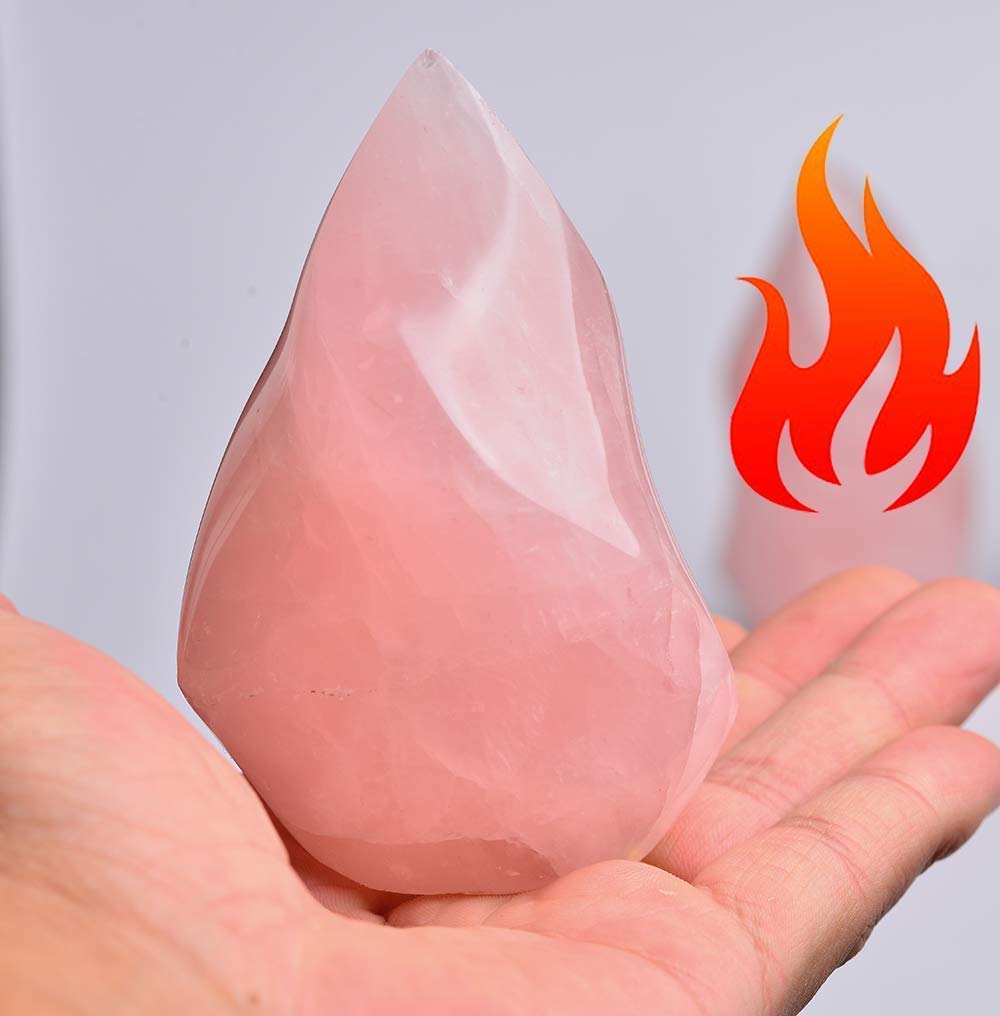 AMOYSTONE Healing Crystal Stone Bookends Decorative Rose Quartz Tower Great Gifts