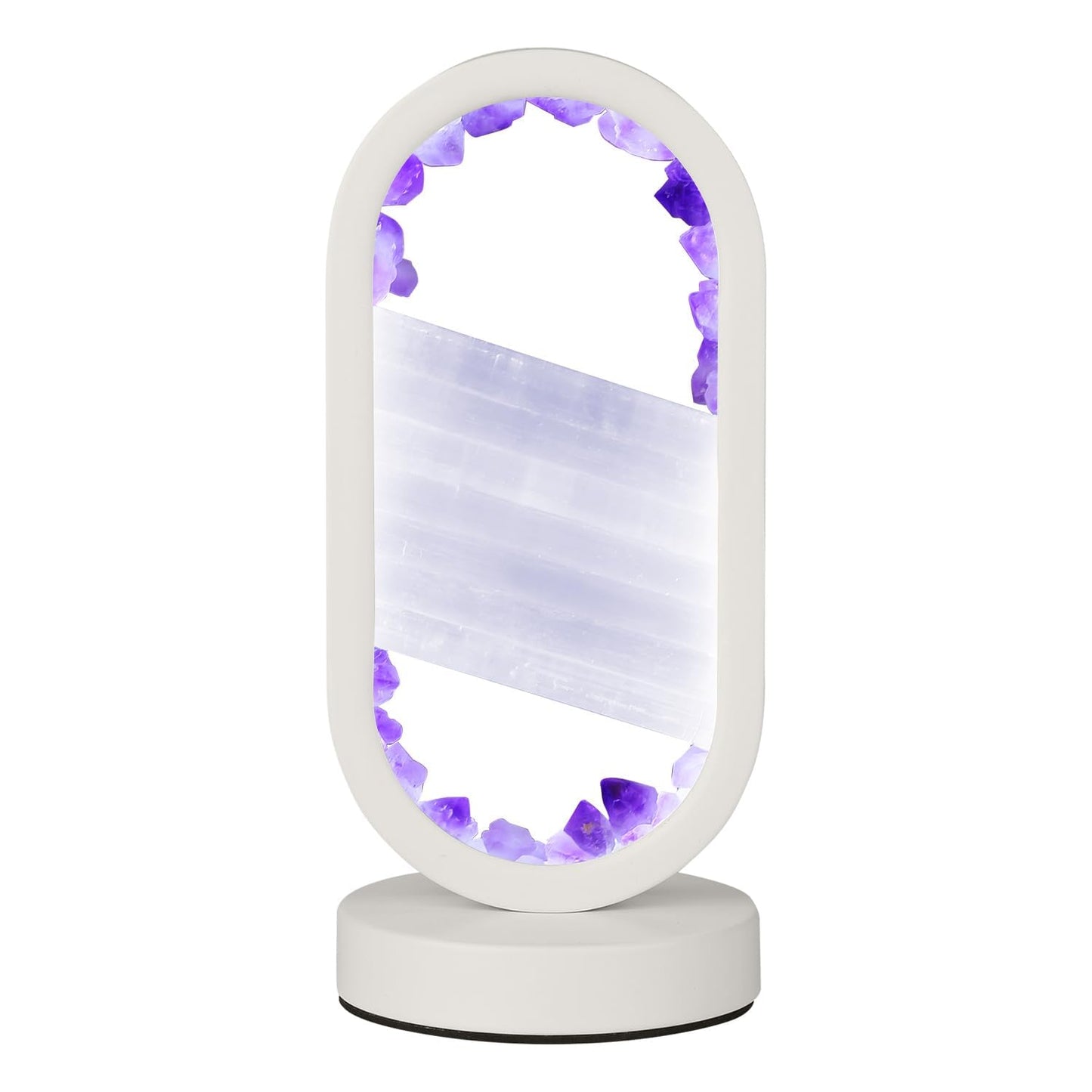 GC QUILL Natural Amethyst Selenite Crystal Healing Night Lamp, White