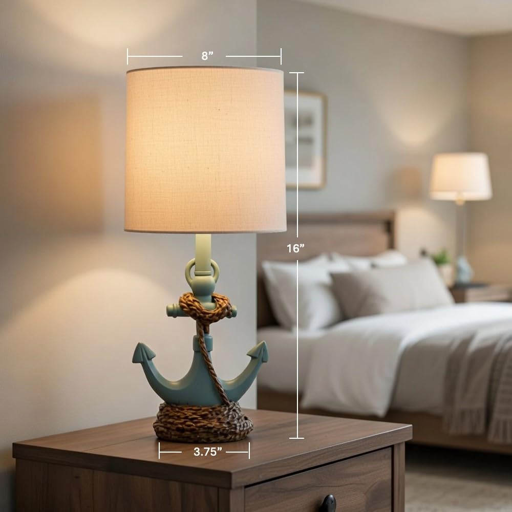 Decor Therapy Saylor Anchor Accent Lamp, Antique Iced Blue