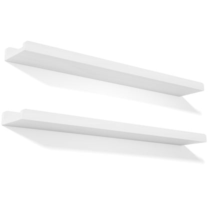Love-KANKEI 36 Inch Long Floating Shelves Wall Mounted Set of 2, Large Wood Wall Shelves for Storage, Rustic Hanging Shelves for Display,Bedroom Living Room Bathroom Kitchen Office White