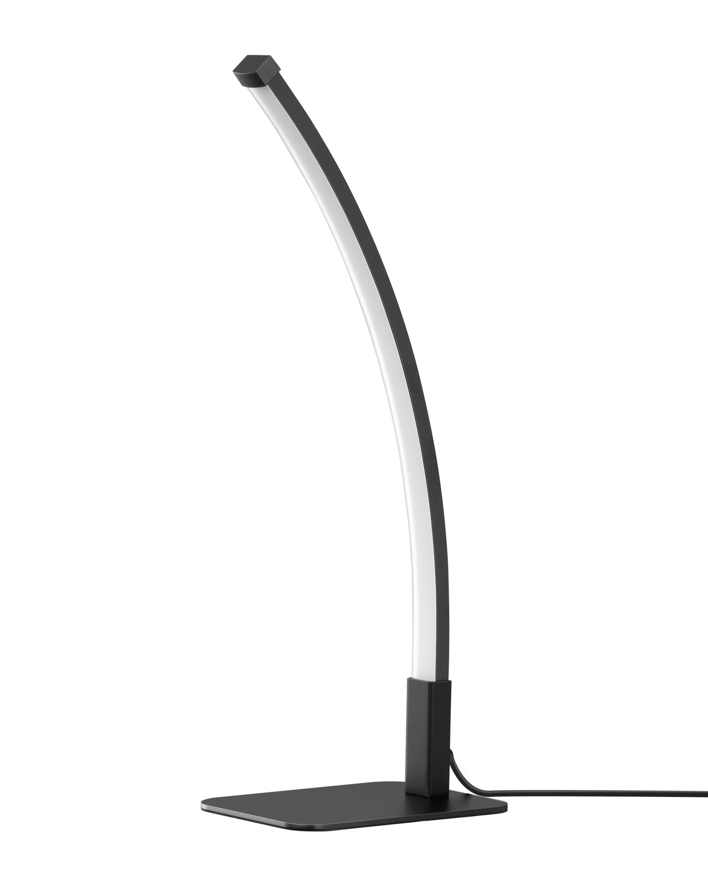 EDISHINE Curved LED Table Lamp, Modern Bedside Lamp with 3 Color Temperature & Stepless Dimming, Aluminum & Iron, Nightstand Lamp for Bedroom, Living Room, Black