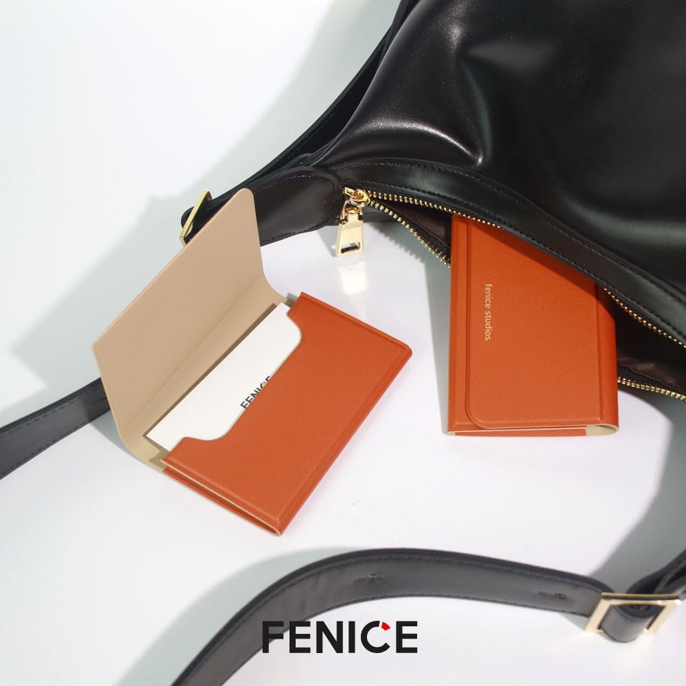 Fenice Name Card Holder Wallet Durable Vegan Eco PU Leather with Slim Minimalist Look for Men & Women (INDIE PINK)