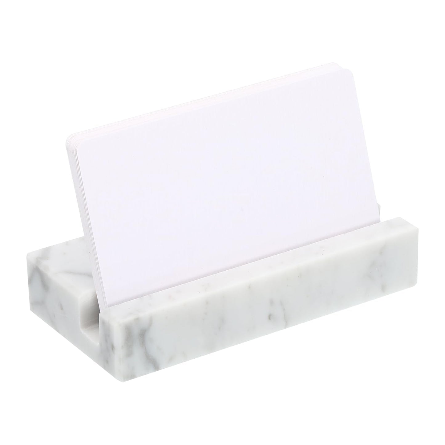 PATIKIL Business Card Holder for Desk, 2 Pack Marble Business Card Holders Stone Card Stand Organizer Cards Display for Office Exhibition, White