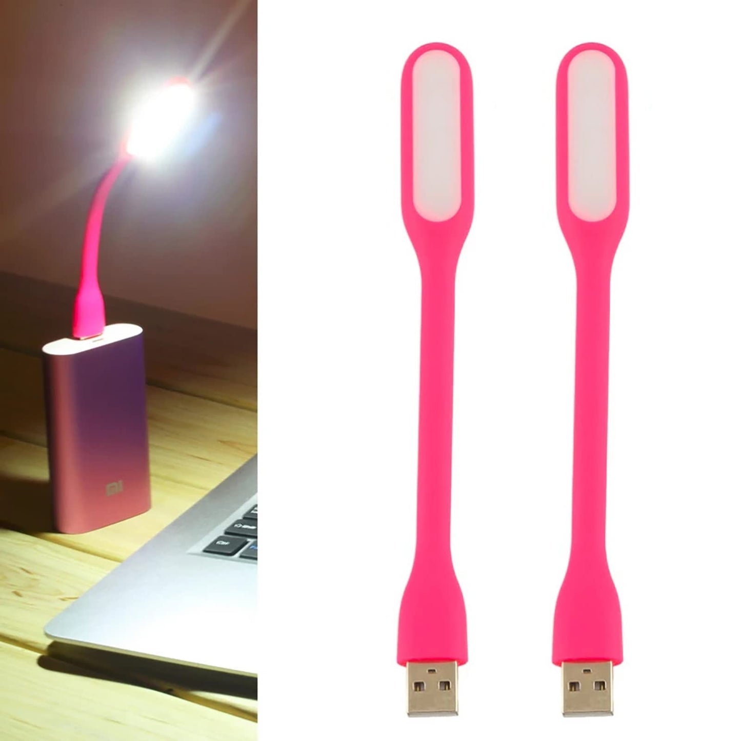 Mini Flexible Light, Portable USB Led Reading Night Lamp for PC Laptop Computer Notebook Power Bank - 2 Pack (Black)