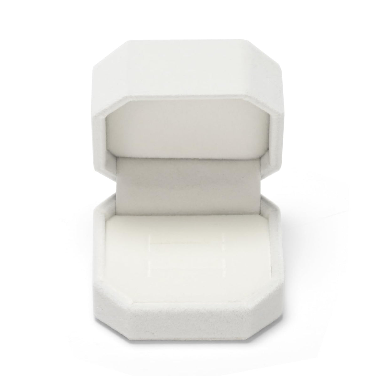 Papten Velvet Double Ring Box, 2 Slots Wedding Engagement Couple Jewelry Gift Holder for Birthday, Wedding, Valentine's Day, Mother's Day (White)