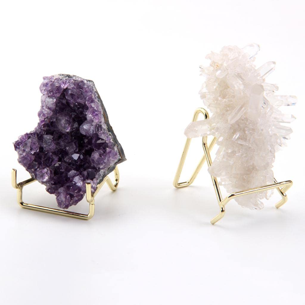 FytStycale Mineral Display Stand Geode Rack Metal Crystal Holder Shelf Suitable for Home Office Showroom Ornament, L