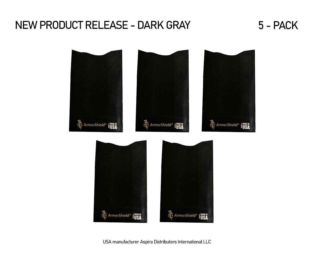 Semper Paratus Gear TYVEK RFID Blocking Credit Card Sleeves Protectors | 100% MADE IN USA - For Travel wallet, pocket or purse. Safeguard against identity theft (GRAY-5PACK)