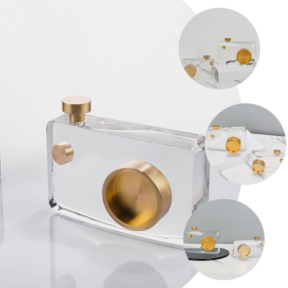 Angoily Crystal Camera Statue Charming Camera Decor for Home Office Elegant Tabletop Adornment present for Photography Lovers Stylish Miniature Decoration