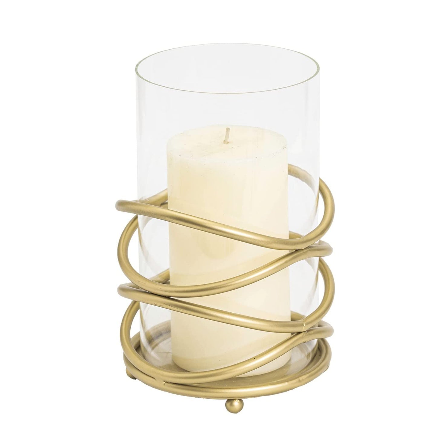 Hurricane Glass Pillar Candle Holder Craftsmanship with Removable Glass for Halloween, Christmas, Thanksgiving, New Year, Wedding Party Anniversary Home Decor (Gold)
