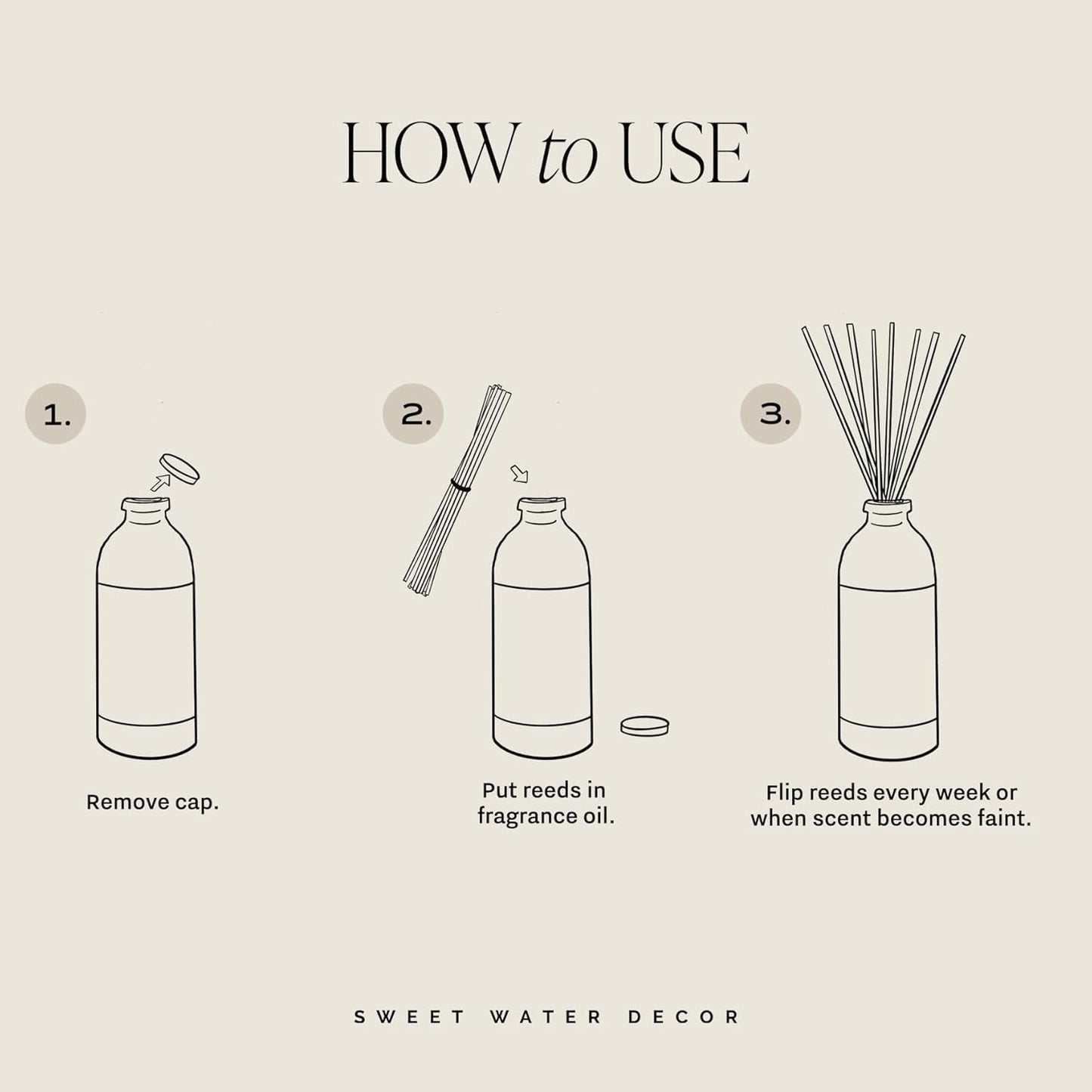 Sweet Water Decor Non-Toxic Cashmere and Vanilla Reed Diffuser Set, Cashmere, Sandalwood, Milky Coconut, Bourbon Vanilla Scented Diffuser for Home, Light Fragrance, Made in the USA, 3.5 FL OZ