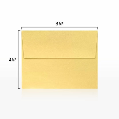 LUXPaper A2 Invitation Envelopes | Peel & Press | 4 3/8" x 5 3/4" | Gold Metallic | 80lb. Text | 50 Qty