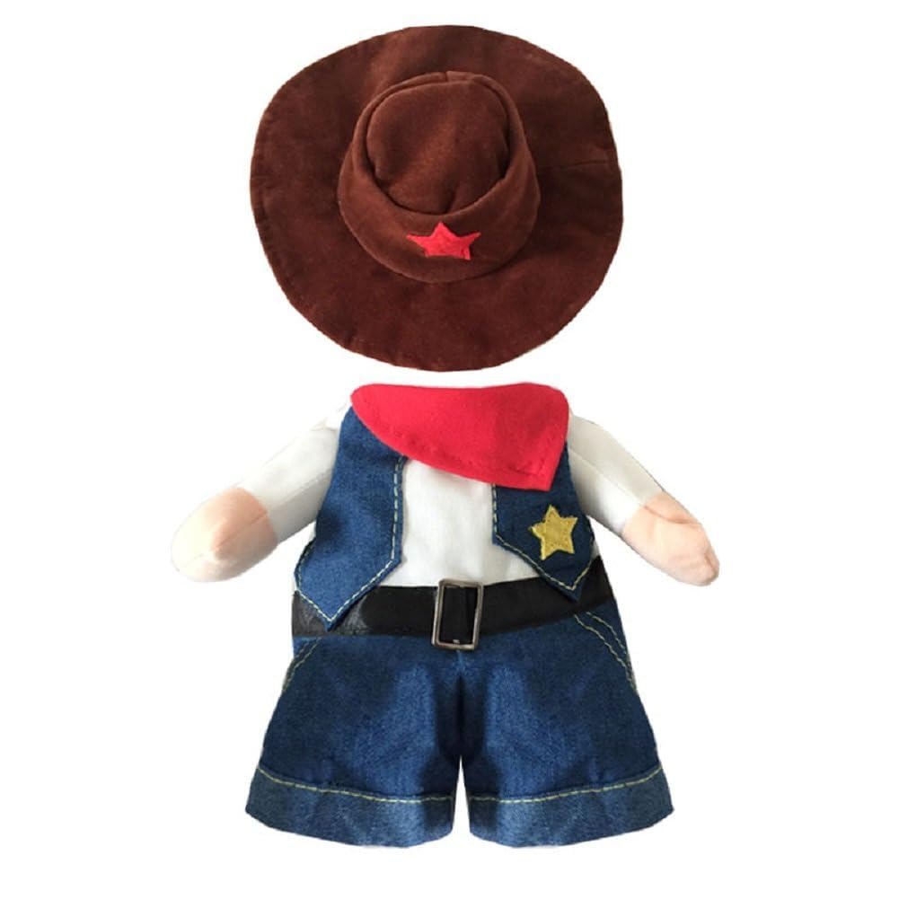 NACOCO Cowboy Costume with Hat for Cat and Small Dog - Halloween Clothes (Large) Blue