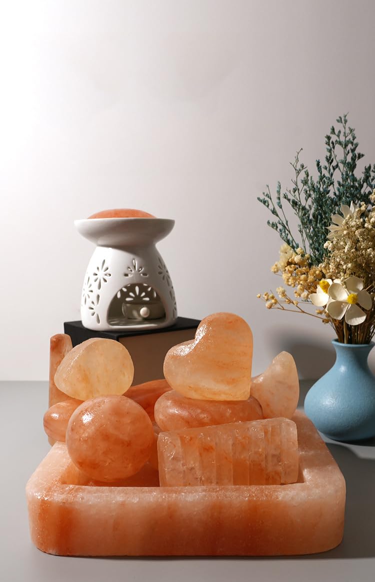 QYLHH 2 Pcs Ball Himalayan Salt Massage Stones Hot Massage Cold Massage Stones Set Warm Rocks Kit for Facial SPA1.97IN