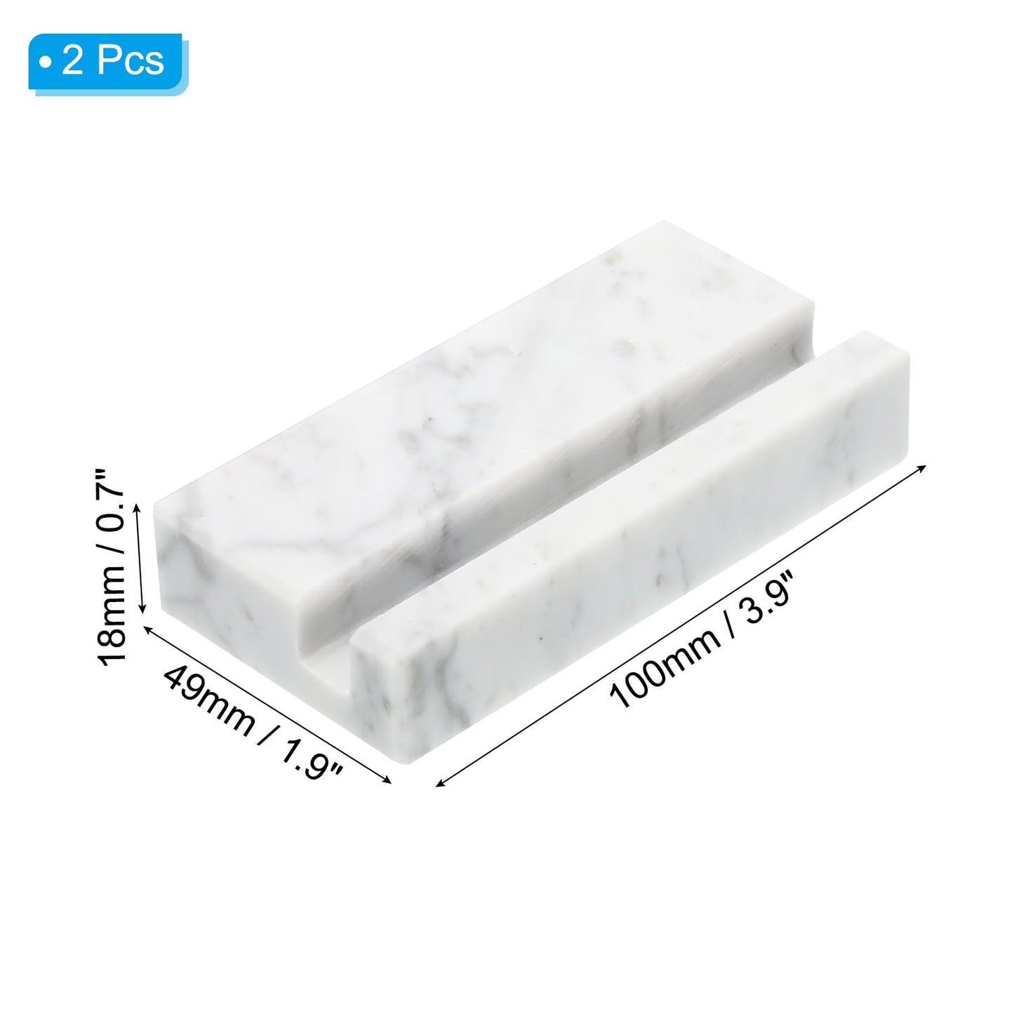 PATIKIL Business Card Holder for Desk, 2 Pack Marble Business Card Holders Stone Card Stand Organizer Cards Display for Office Exhibition, White