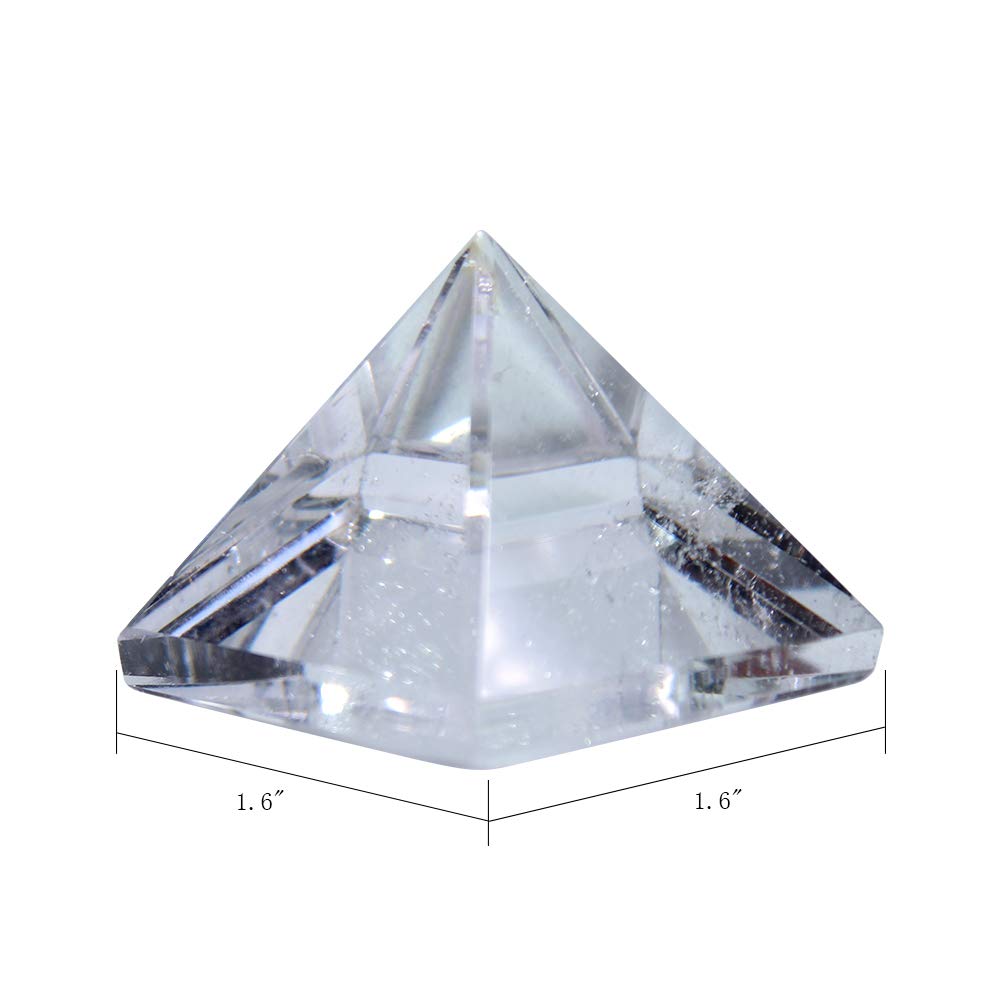 Runyangshi Natural Clear Quartz Crystal Pyramid Energy Generator | 1.6x1.6in (4x4cm) Healing Crystal Pyramid for Protection & Positive Energy | Natural Quartz for Chakra Reiki Home Decor