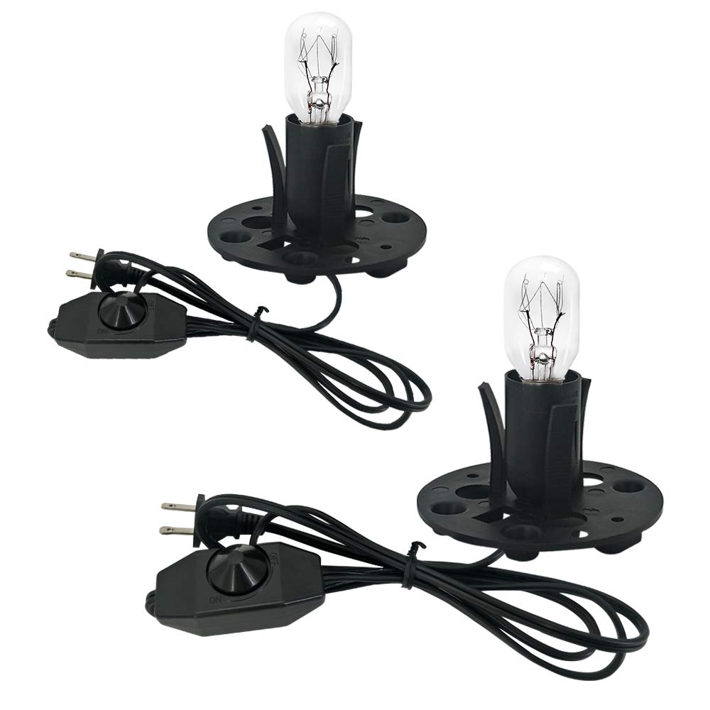 haraqi Himalayan Salt Lamp Cords (6ft) with Dimmer Switch,Original Replacement Cords with Base Assembly(3.34 Inches) and 25 Watt E12 Bulbs for Salt Rock Lamp Cord 2 Set