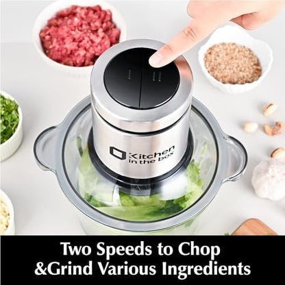Kitchen in the box Mini Food Processor, Electric Meat Grinder & Food Chopper with 400W Powerful Veggie Chopper-One 3 Cup Bowl & S Blades for Meat/Fish/Vegetable/Baby Food