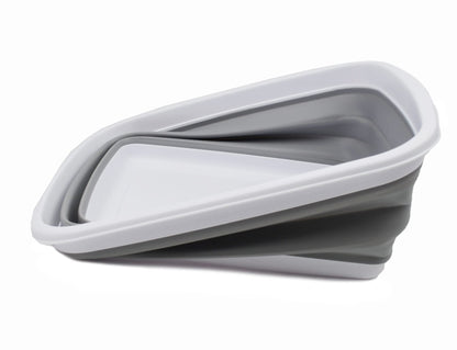 SAMMART 10L (2.6 Gallons) Collapsible Tub - Foldable Dish Tub - Portable Washing Basin - Space Saving Plastic Washtub (White/Grey, 1)