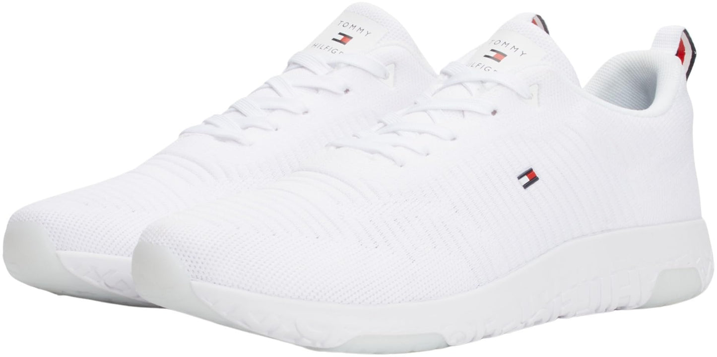 Tommy Hilfiger Men’s Corporate Knit Rib Runner Trainers, White (White), 9