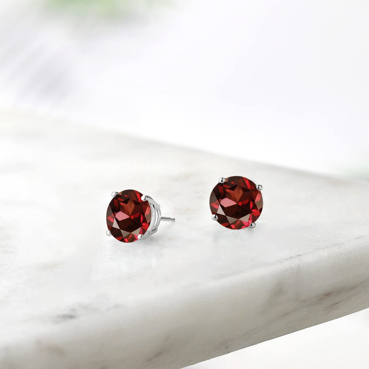 Gem Stone King 2-4 Cttw Round Gemstone Birthstone Stud Earrings For Women Men | 925 Sterling Silver | Round 7MM | Fine Jewelry Gifts for Women Her Mom Wife Men | Red Zirconia