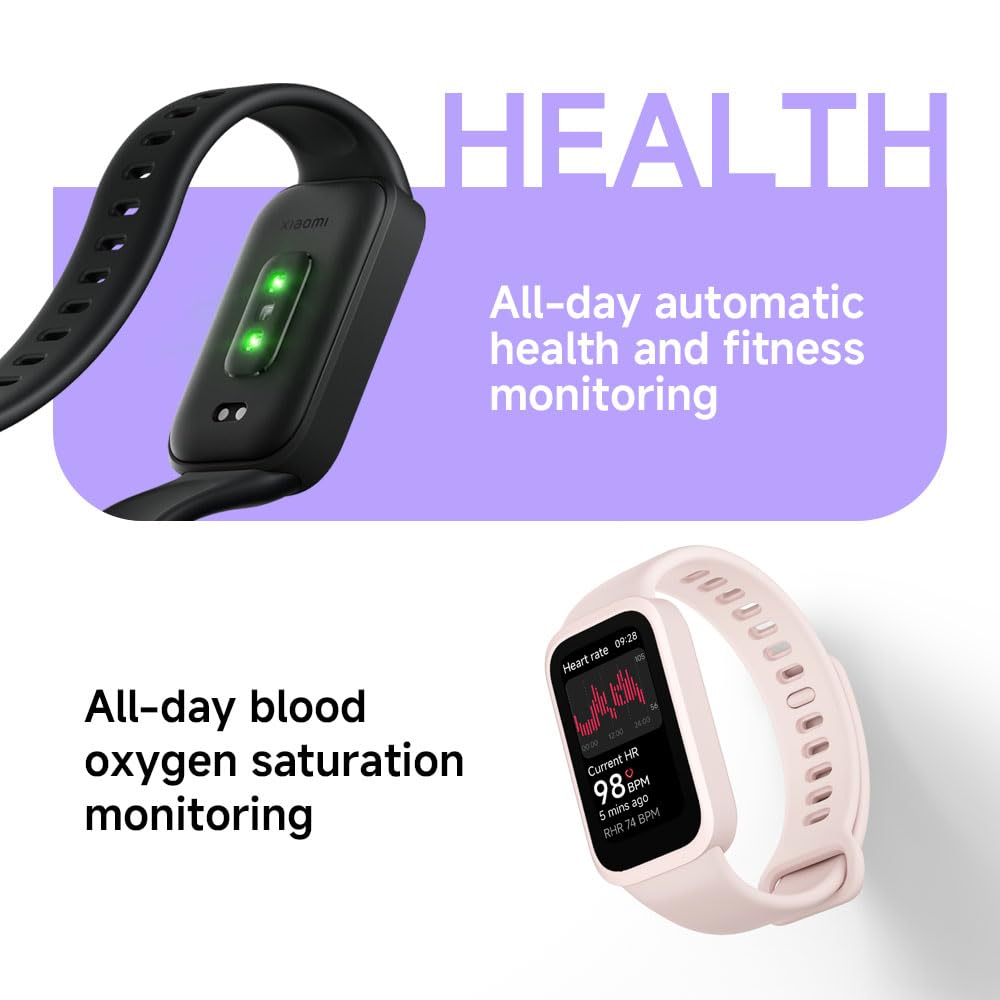 XIAOMI Smart Band 9 Active, Sports fitness tracker, 1.47'' TFT display, 60Hz high refresh rate, 18 Days Battery Life, sleep and health monitoring, 50 sports modes, 5ATM, iOS & Android - Black