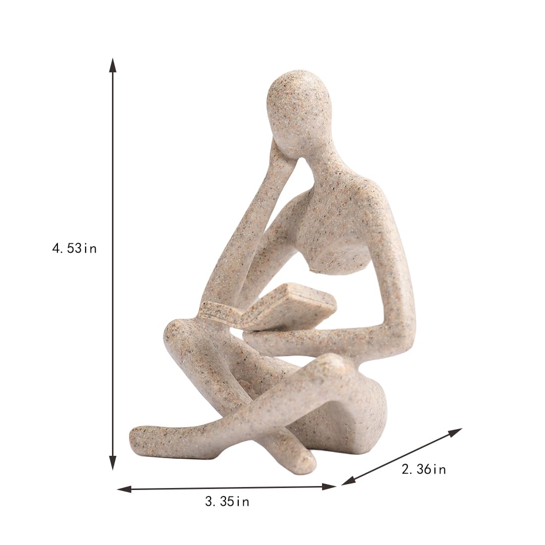 LXX1 Thinker Statue Gifts for Readers Book Lovers Women, Reading Man Figurine Bookshelf Decor Aesthetic Neutral Sculptures Home Decor for Shelves,Desk, Shelf, Coffee Table for Living Room Office