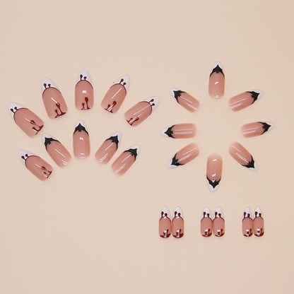 Halloween Bat Press on Nails Almond Shaped Halloween Fake Nails White French Tip Glue on Nails with Blood Design Horror Acrylic False Nails Full Cover Stick on Nail for Women DIY Halloween Nails 24Pcs