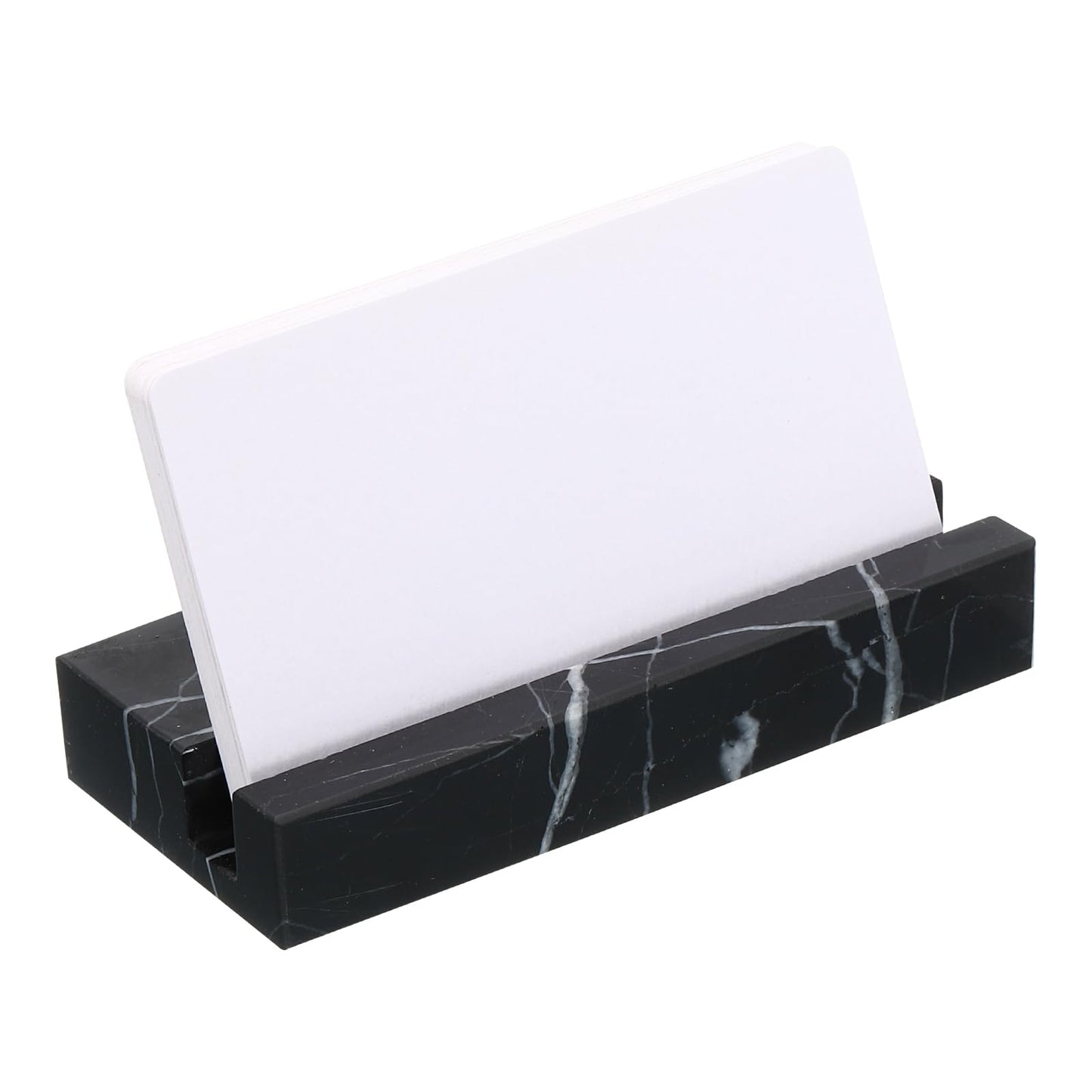 PATIKIL Business Card Holder for Desk, Marble Business Card Holders Stone Card Stand Organizer Cards Display for Office Exhibition, Black